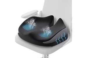 Benazcap Large Seat Cushion for Office Chair Memory Foam Coccyx Pain Relief Cushion Pillow for Back Support Non-Slip Seat Pad for Office Desk, Car Seat, Wheelchair, Sciatica-Black&Grey