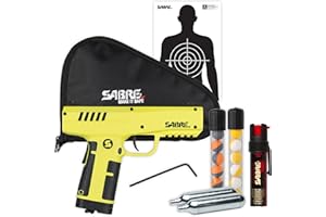 SABRE Home Defense Pepper Projectile Launcher, Large Size with (7) 0.68 Cal. Projectiles - 40% More Stopping Power for Extra Home Protection, and Made in USA SABRE Pepper Gel Canister 0.67 fl oz