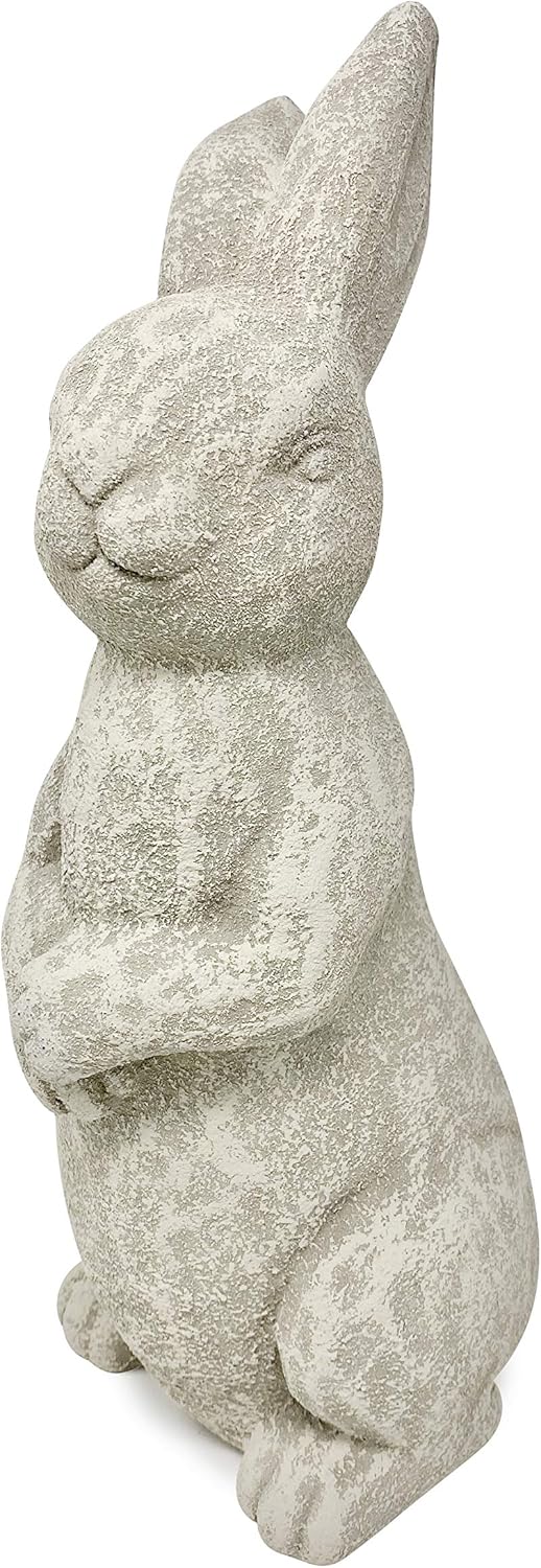 Elly Décor 14 Inch Tall Standing Sculpture for Your Patio & Yard, Outdoor Lawn décor, Cute Ceramic Figurine Garden Rabbit Bunny Statue, White Cantera : Garden & Outdoor