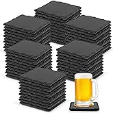 60 Pieces Black Slate Coasters - 4x4 Inch, Slate Drink Coasters Laser Engraving Blanks Cup Coaster with Anti-Scratch Bottom Perfect for Coffee Home Kitchen, Square