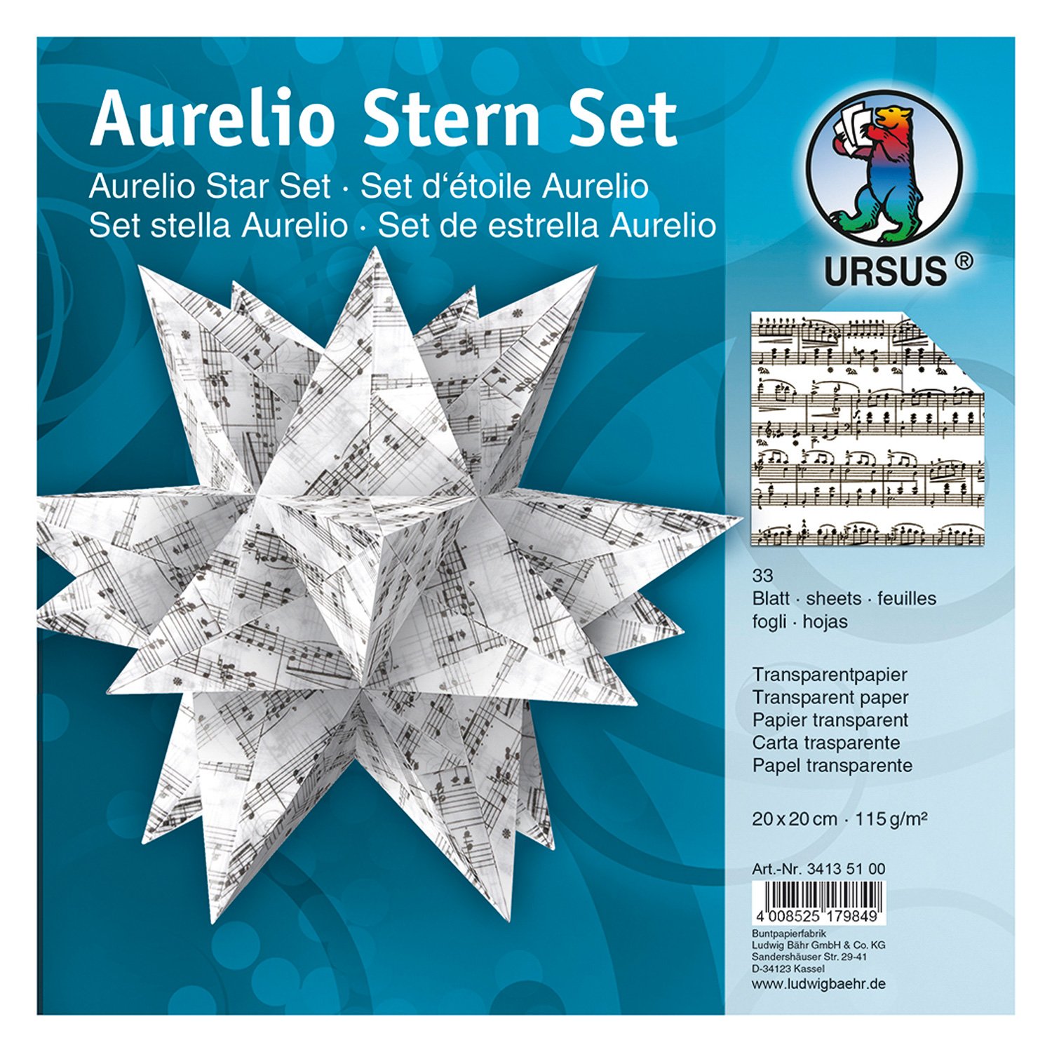 Ursus Aurelio Star 34135100 – Folding Sheet Music Tracing Paper 20 x 20 cm White