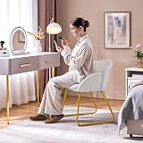 Yaheetech Velvet Tub Chair Vanity Chair Modern Accent Armchair White view 2