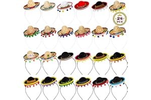 MELISHEER Sombrero Party Hats, Classic Cinco De Mayo Sombrero Headbands, Mexican Party Hat with Headbands Fiesta Party Costumes