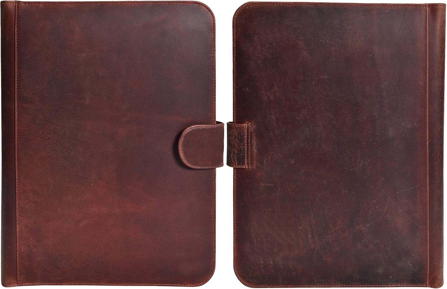 Leather Portfolio for Men and Women - Multi Pocket Padfolio Folder (Brown Crazy Horse) : Office Products