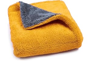 LIVOS Car Drying Towel, Premium Microfiber Towels for Cars, 1000GSM, Edgeless Twisted Loop Design, No Streaks, Scratches, or Water Spot, Absorbent Wash Towel, 18" x 24" (Yellow&Grey)