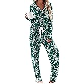 Ekouaer Women's Pajamas Long Sleeve Sleepwear Casual Button Down Loungewear Soft Pjs Set S-XXL