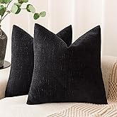 Foindtower Pack of 2 Soft Textured Throw Decorative Pillow Covers Square Accent Solid Cushion Cover Cozy Farmhouse Pillow Case with Zipper for Couch Sofa Bedroom Living Room 20x20 Inch, Black