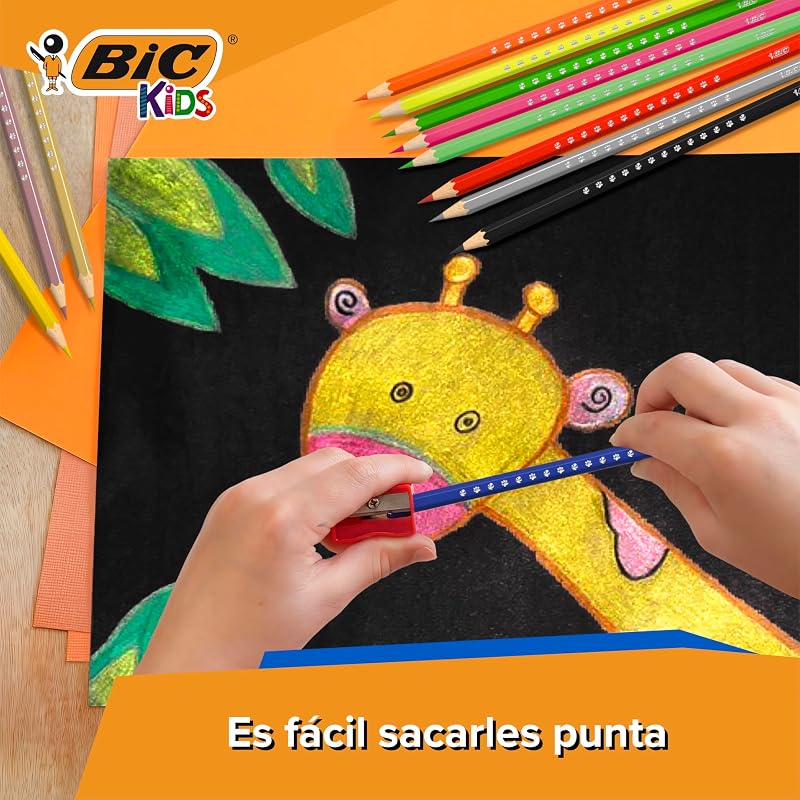 Kids Smooth Lápices de Colores Fabricados con Madera de Origen 100% Responsable - Colores Estándar, Metalizados, Pastel y Neón Surtidos, Pack de 54