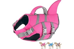 Dogcheer Shark Fin Dog Life Jacket, Adjustable Dog Harness Life Vest for Swimming Boating, Reflective Puppy Swim Vest Pet Flotation Device for Small Medium Large Dogs -Pink, M