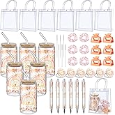 Boao 6 Set Baby Shower Game Prizes for Player Winners Tumblers with Lids Straws Mirrors Hair Scrunchies Pens Hair Clips Gift Bags for Baby Bridal Shower Wedding Game Favors(Boho)