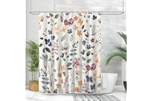 Amaredom Ink Floral Shower Curtain, Colorful Flower Shower Curtain for Bathroom, Waterproof Fabric Shower Curtain Set, Bathroom Decoration with 12 Hooks 72x72 Inches
