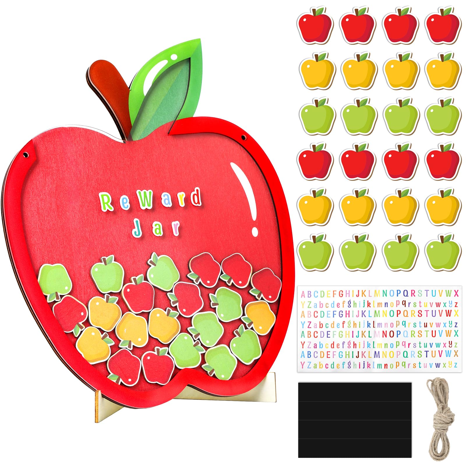 Photo 1 of 12” Large Apple Magnetic Reward Jar for Kids 113Pcs Jars Reward Potty Training Chart with Letter Sticker Classroom Management Incentive Behavior Chart for Back to School Student Teacher Home Supply