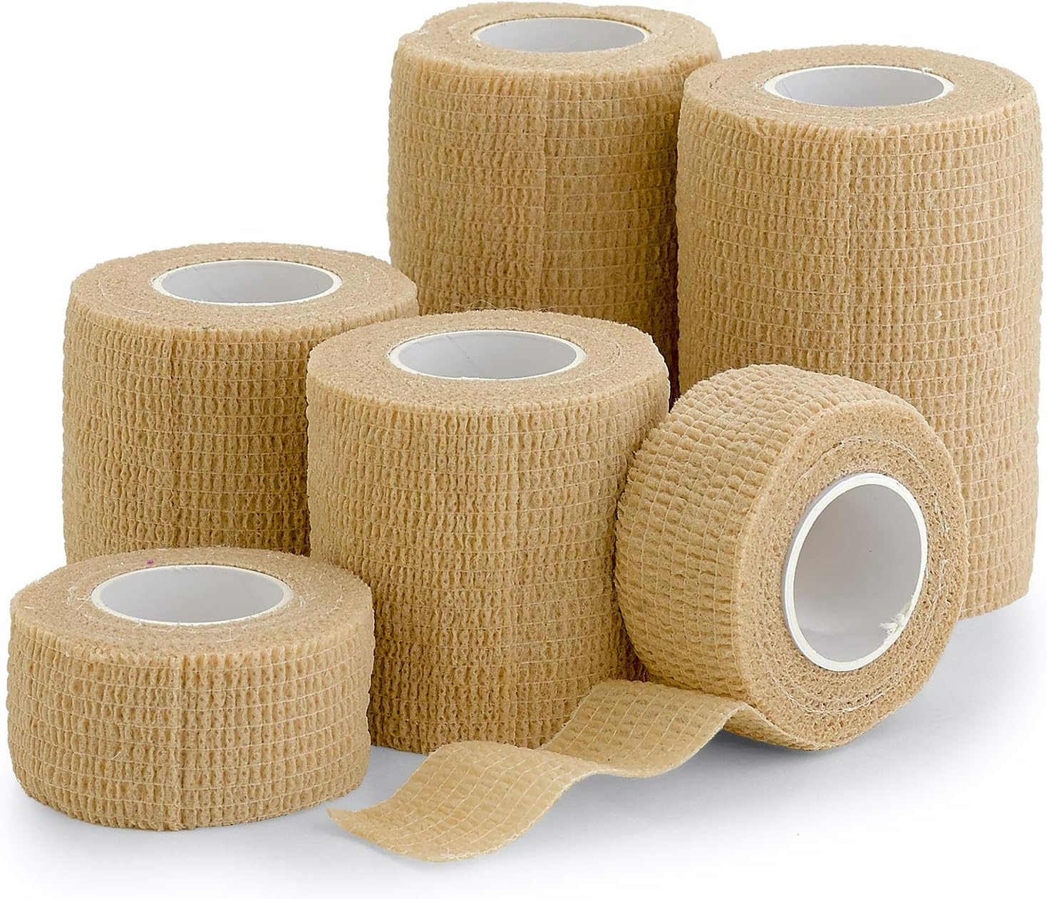 6 Pack, Self Adherent Cohesive Tape, 1" 2" 3" x 5 Yards Combo Pack