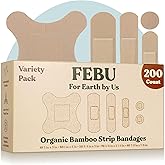 FEBU Eco-Friendly Organic Bamboo Fabric Bandages | PFAS Free Bandages for Scrapes & Cuts | Flexible Fabric Bandages | Latex F