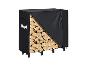 Werph 4FT Firewood Rack Outdoor,Heavy Duty Firewood Storage Rack,Outdoor Firewood Rack with Cover,Wood Rack Log Rack for Outdoor & Indoors, Black