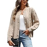 CiCiBird Womens Fall Cardigan Sweaters Casual Cable Knit Button Jackets Long Sleeve Open Front Outwear Coat