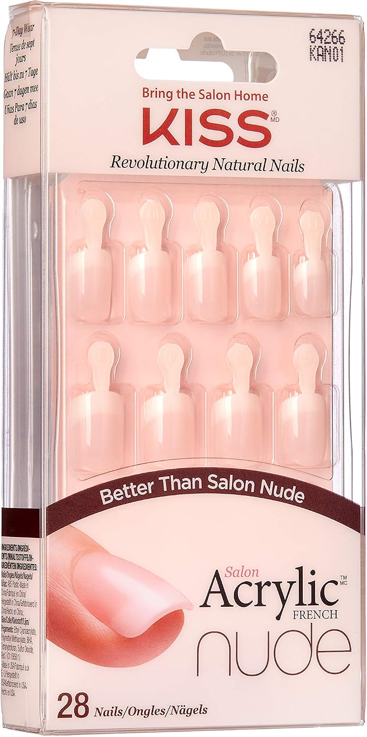 KISS Salon Acrylic French Nude Collection, Breathtaking, Real Short Length Nude Fake Nails, Includes 28 False Nails - Image 3