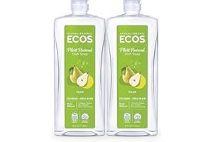 ECOS Dish Soap - Cuts Grease & Food Residue - No Harsh Chemicals - Hypoallergenic for Sensitive Skin - Biodegradable Formula, Recyclable Sustainable Liquid Dishwashing Soap - Natural Pear (Pack of 2)