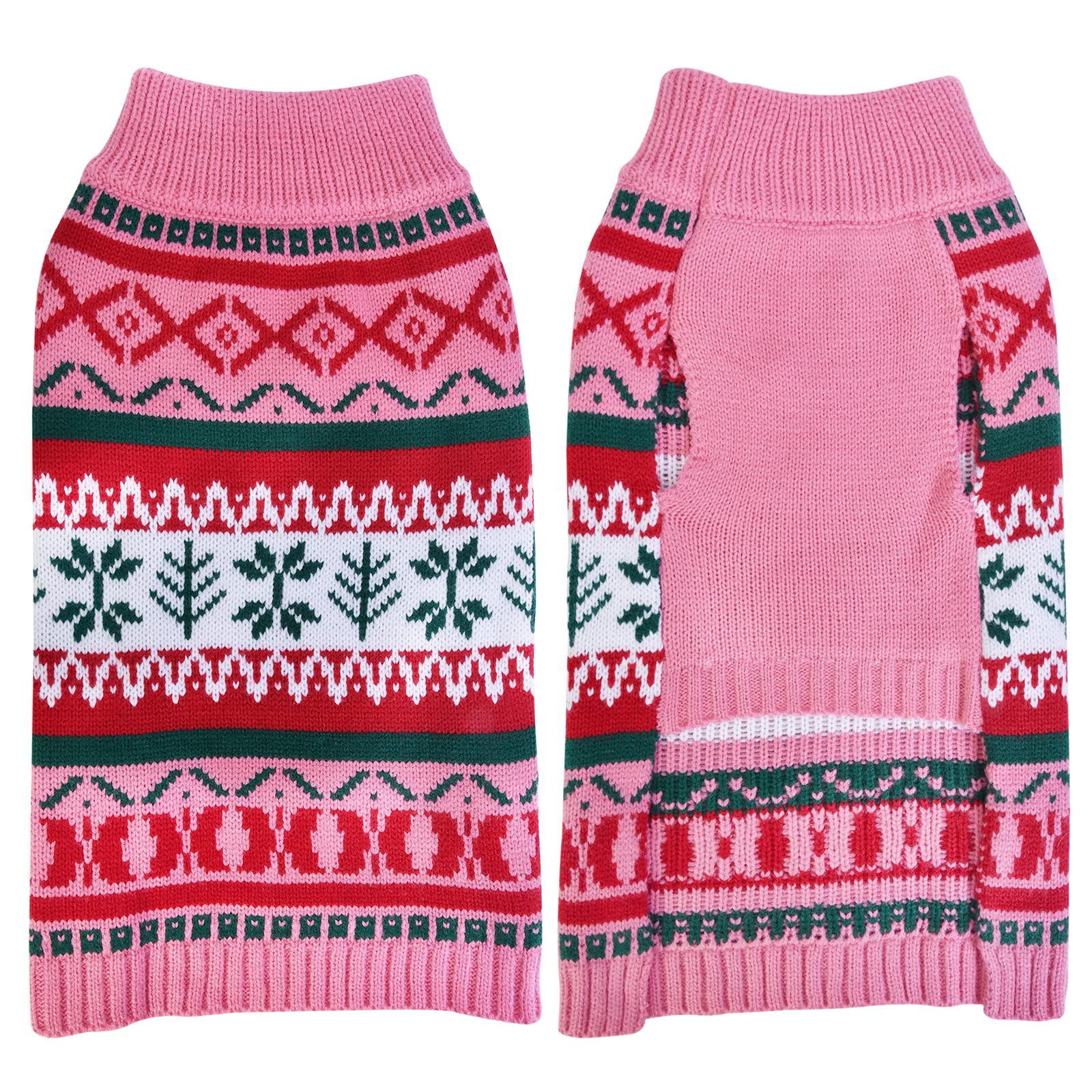 LuzPet Pink Dog Christmas Jumper, Xmas Dog Jumpers Knitted Outfits Warm Sweater Dog Costumes, for Large Breed Dogs, Bulldog, Whippet, XL Size