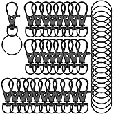 70PCS Swivel Snap Hooks with Key Rings, Metal Lobster Claw Clasp, Keychain Rings for Crafts(Gun Black, 1.25inch(32mm)
