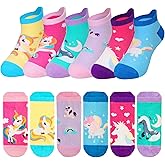 AMENLAN Kids Girls Unicorn Ankle Socks Cute Novelty No Show Cartoon Cotton Socks 6 Pairs