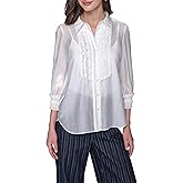 Karl Lagerfeld Womens Long Sleeve Ruffle Collared Essential Blouse