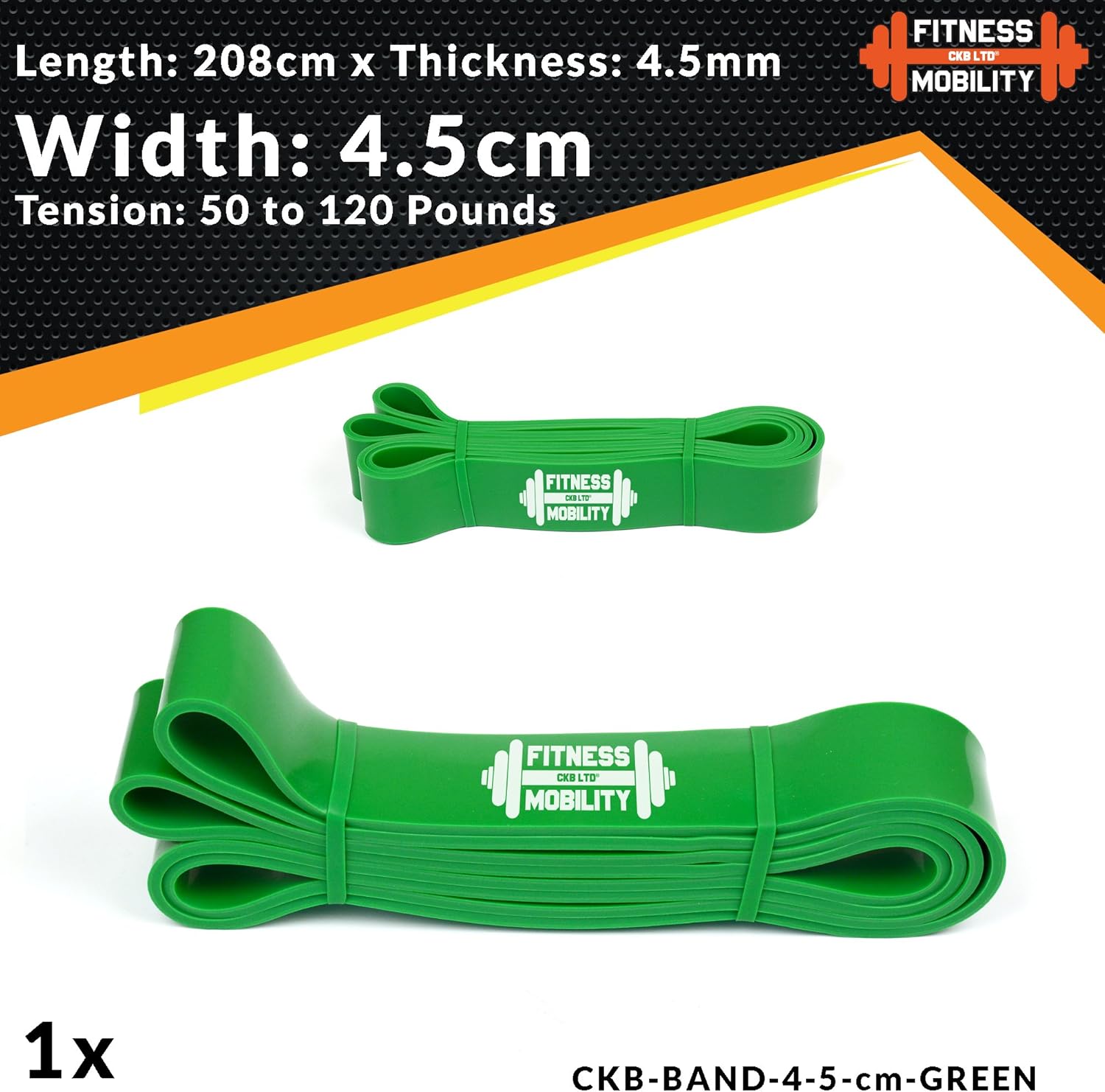 CKB LTD Fitness Resistance Bands GREEN 4.5 cm 9-55 kg SINGLE BAND For Assisted Pull Up Stretch Strong Gym Elastic Calisthenics Gymnastics Loop Powerlifting Workout Ideal for Men Women Exercise - Image 3