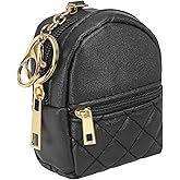 PATIKIL Mini Backpack Cute Cosmetic Bag for Women, PU Leather Creative Pendant Keychain Coin Purse for Makeup Key Card Data Cable Organizer, Black