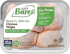 Just Bare® Natural Fresh Chicken Thighs | Family Pack | No Antibiotics Ever | Bone-In | 2.25 LB