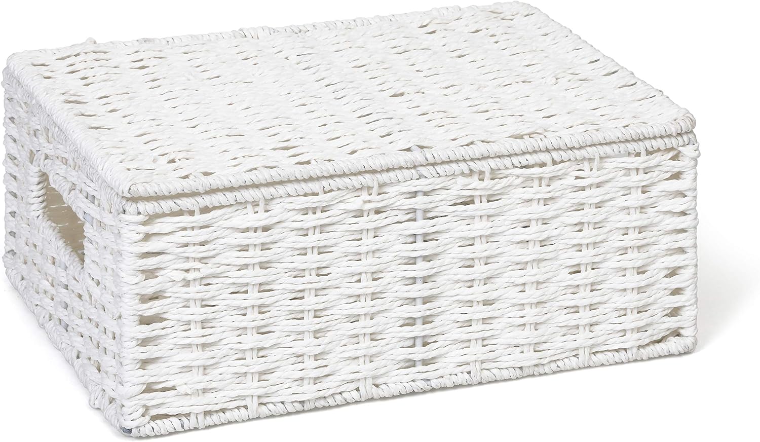 ARPAN Paper Rope Storage Basket Box With Lid White (Medium) BigaMart