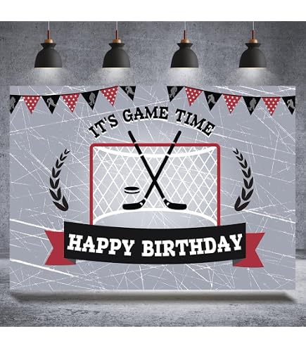 Aperturee Eishockey-Hintergrund 2,1x1,5m – Happy Birthday Banner Für Fotoshooting, Kinderparty