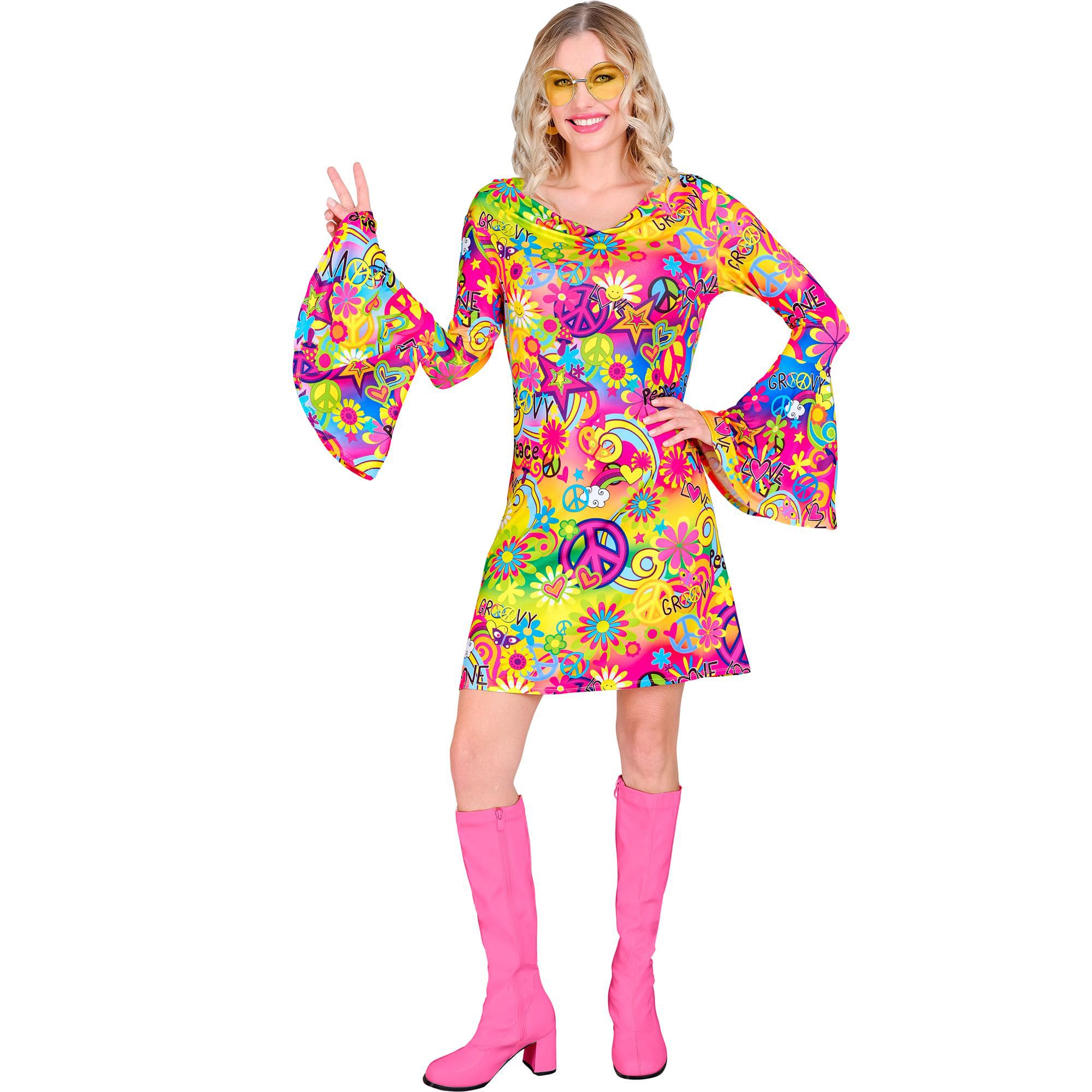 Widmann W MILANO Party Fashion - Costume 60s Dress, Hippie, Reggae, Flower Power, Disco Fever, Schlagermove