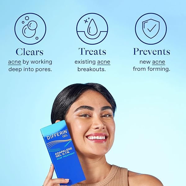 DIFFERIN ACNE TREATMENT GEL, 30 DAY SUPPLY, RETINOID TREATMENT FOR FACE WITH 0.1% ADAPALENE, GENTLE SKIN CARE FOR ACNE PRONE SENSITIVE SKIN, 15G TUBE (PACKAGING MAY VARY)