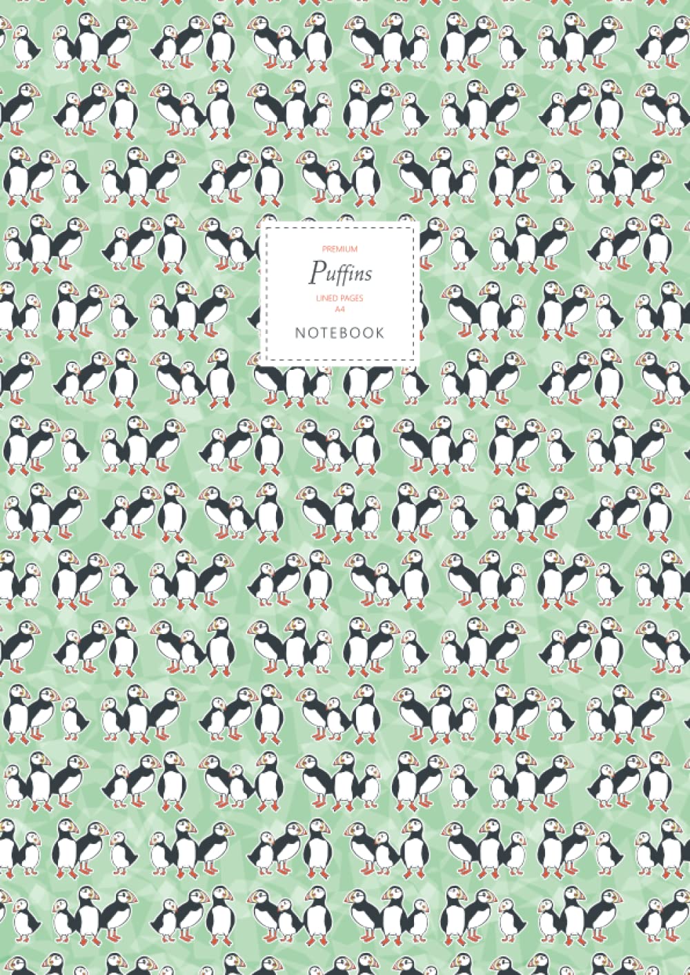 Puffins Notebook - Lined Pages - A4 - Premium: (Green Edition) Fun notebook 192 lined pages (A4 / 8.27x11.69 inches / 21x29.7cm)