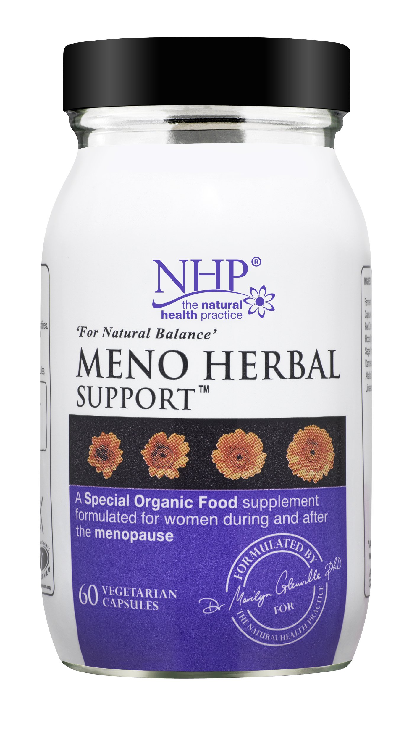 NHP Advanced Meno Herbal Support - Vegan Supplement for Hormonal Balance During Perimenopause & Menopause with Phytoestrogens, Vitamin B6, and Natural Herbal Ingredients 60 Vegan Capsules