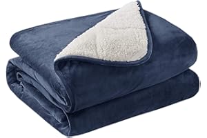 Degrees of Comfort 10 lbs Soft Sherpa Fleece Weighted Throw Blankets for Couch, Small Blanket for Women, Kids & Adult, Ultra Fuzzy Throws with Plush Flannel Top, 50"x 60", Navy