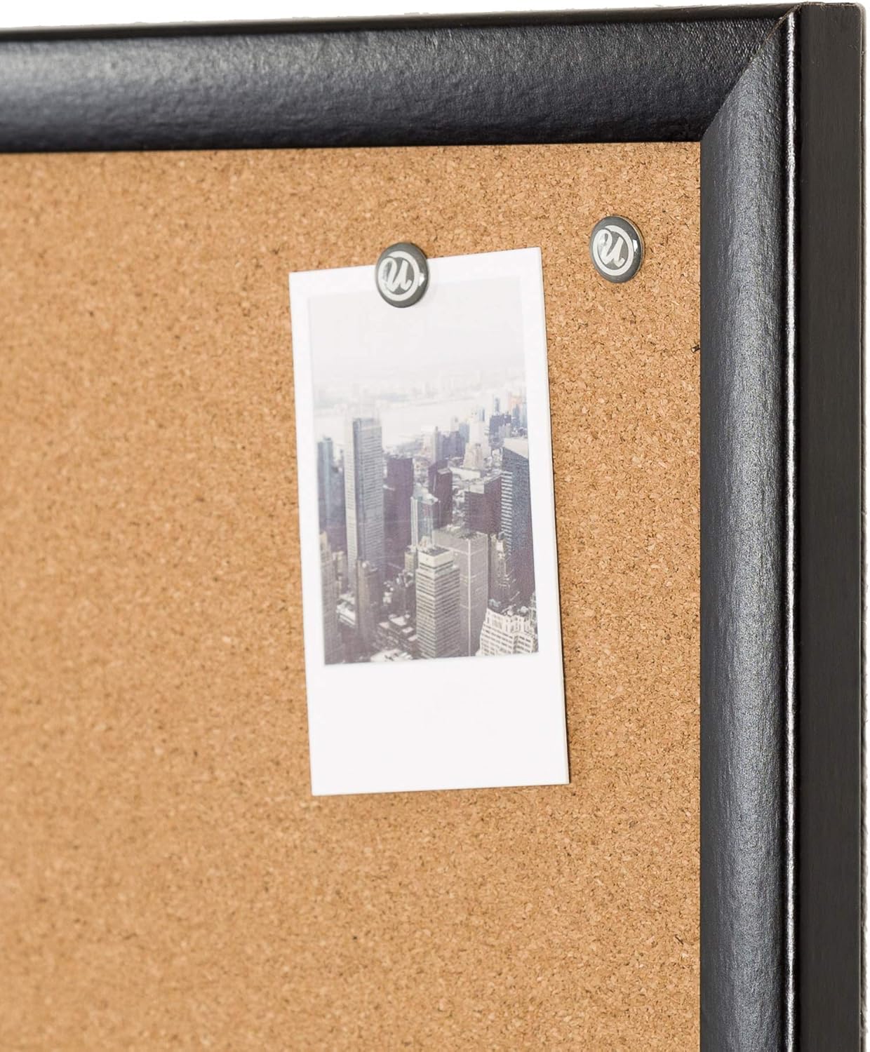 U Brands Cork Bulletin Board, 35"x23" (301U00-01) - Black Wood Frame : Office Products