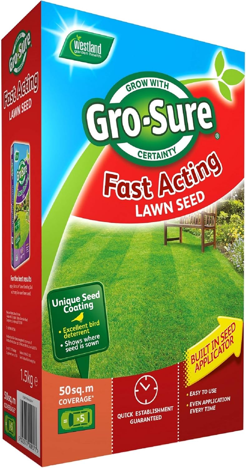 GroSure Fast Acting Grass Lawn Seed, 50 m2, 1.5 kg Amazon.co.uk