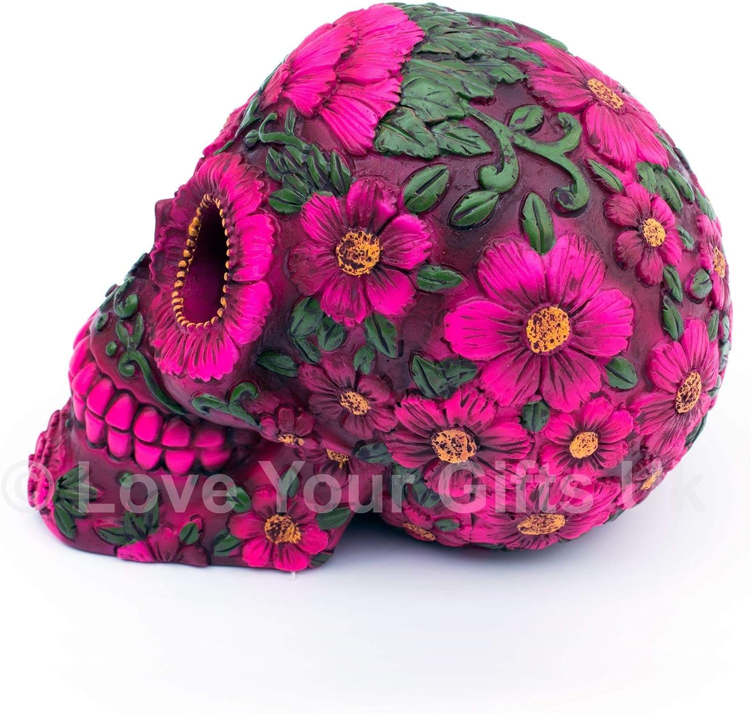 Nemesis Now Sugar Blossom Skull 14.5cm, Fuschia - Image 4