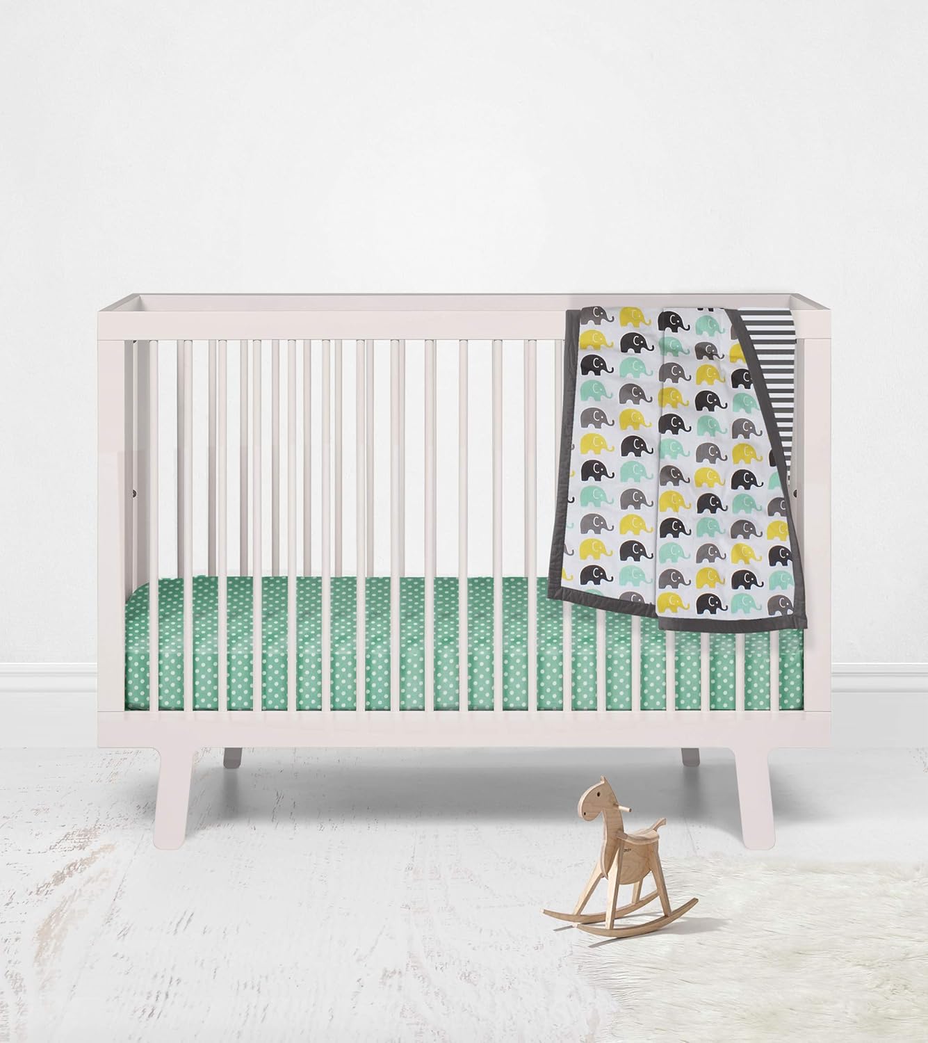 Amazon Com Bacati Elephant Mint Yellow Grey White 3 Piece Nursery Mini Or Portable Crib Bedding Set With Comforter 2 Fitted Mini Crib Sheets Mint Yellow Grey White Charcoal Baby