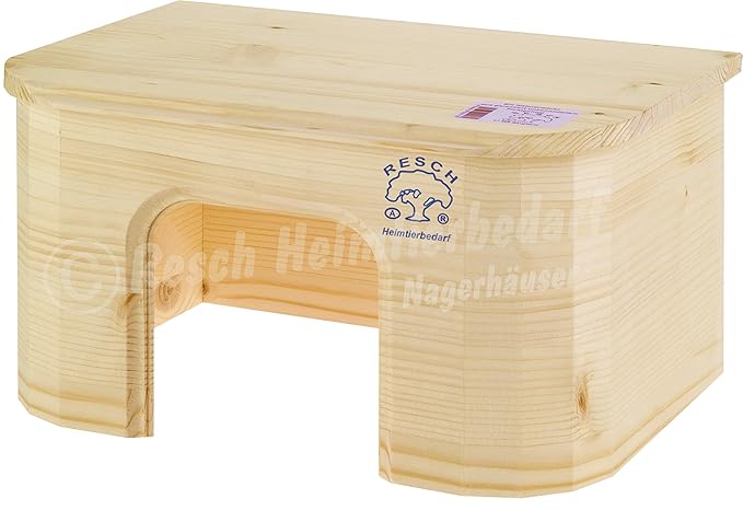 Resch Nr17 Meerschweinchen Bungalow Naturbelassenes Massivholz Fichte/Abgerundetes Design/mit extra großem Eingang