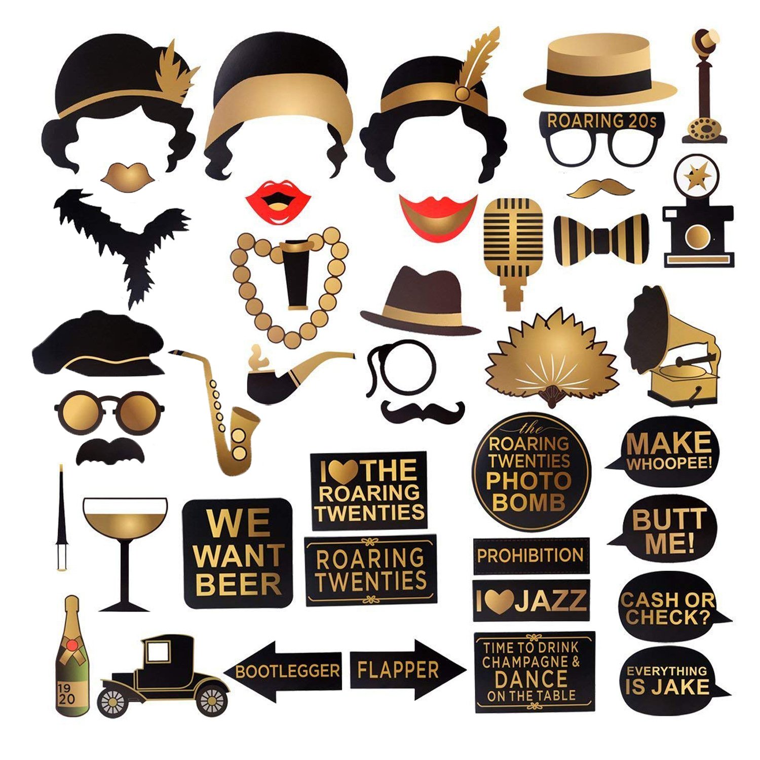 Bizoerade 20 S Gatsby Themed Photo Booth Props 1920s Happiness
