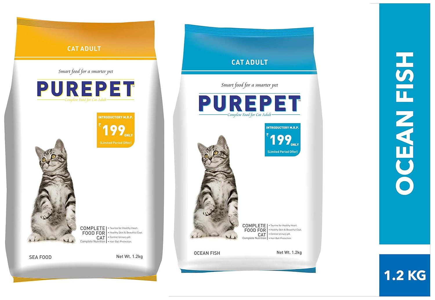 Purepet Cat Food Combo of Sea Food, 1.2 kg & Ocean Fish, 1.2 kg Amazon.in Pet Supplies