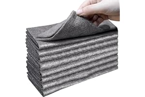 XANGNIER Thickened Magic Cleaning Cloth,8 Pcs Lint Free Cloth,Reusable Microfiber Cleaning Rag for Windows,Mirror,Glass,Car,Gray
