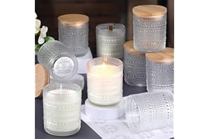 DARJEN 12 Pack Clear Candle Jars for Making Candles- 8 OZ Empty Glass Candle Making Jars with Bamboo Lids and Labels, Candle Making Supplies Candle Containers for Home DIY