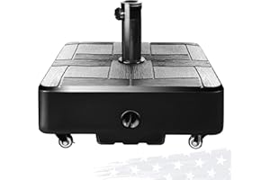 FRUITEAM Fillable Mobile Umbrella Base, 100 LBS Patio Umbrella Weight Base Heavy-Duty,Plastic Base Water & Sand Filled Umbrella Stand Holder with 4 Wheels, Easy to Move