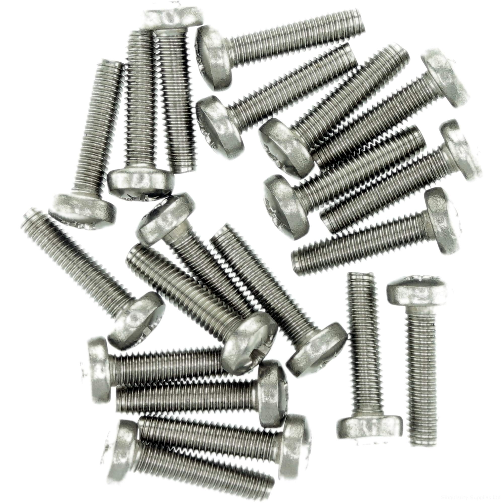M5 (5mm x 30mm) Pozi Pan Thread Rolling Screw - Stainless Steel (A2) (Pack of 20)