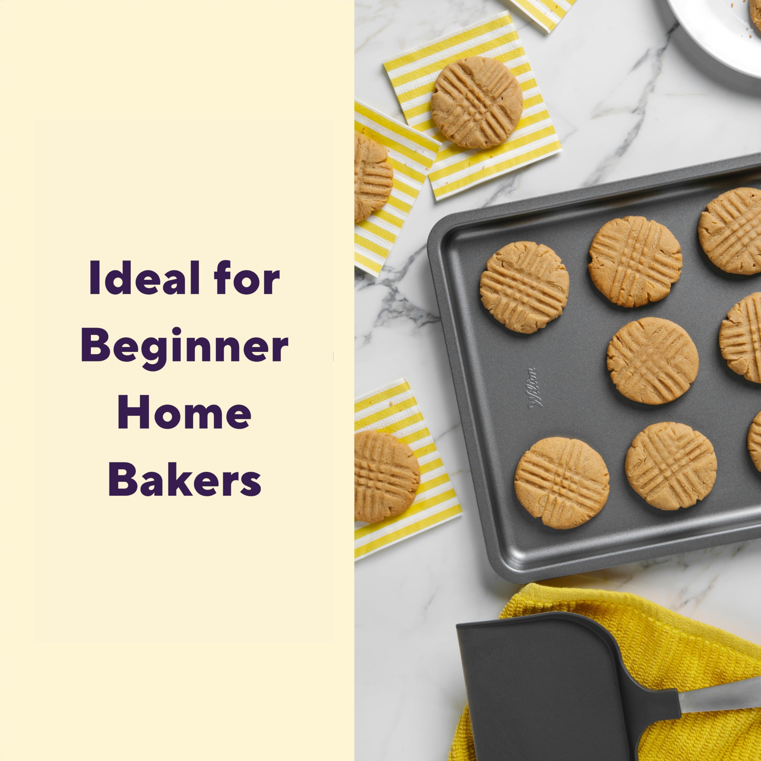 Wilton Silver 2- Piece Non-Stick Baking Sheet Set, Stainless Steel Bakeware for Baking and Roasting, Made without PFAS