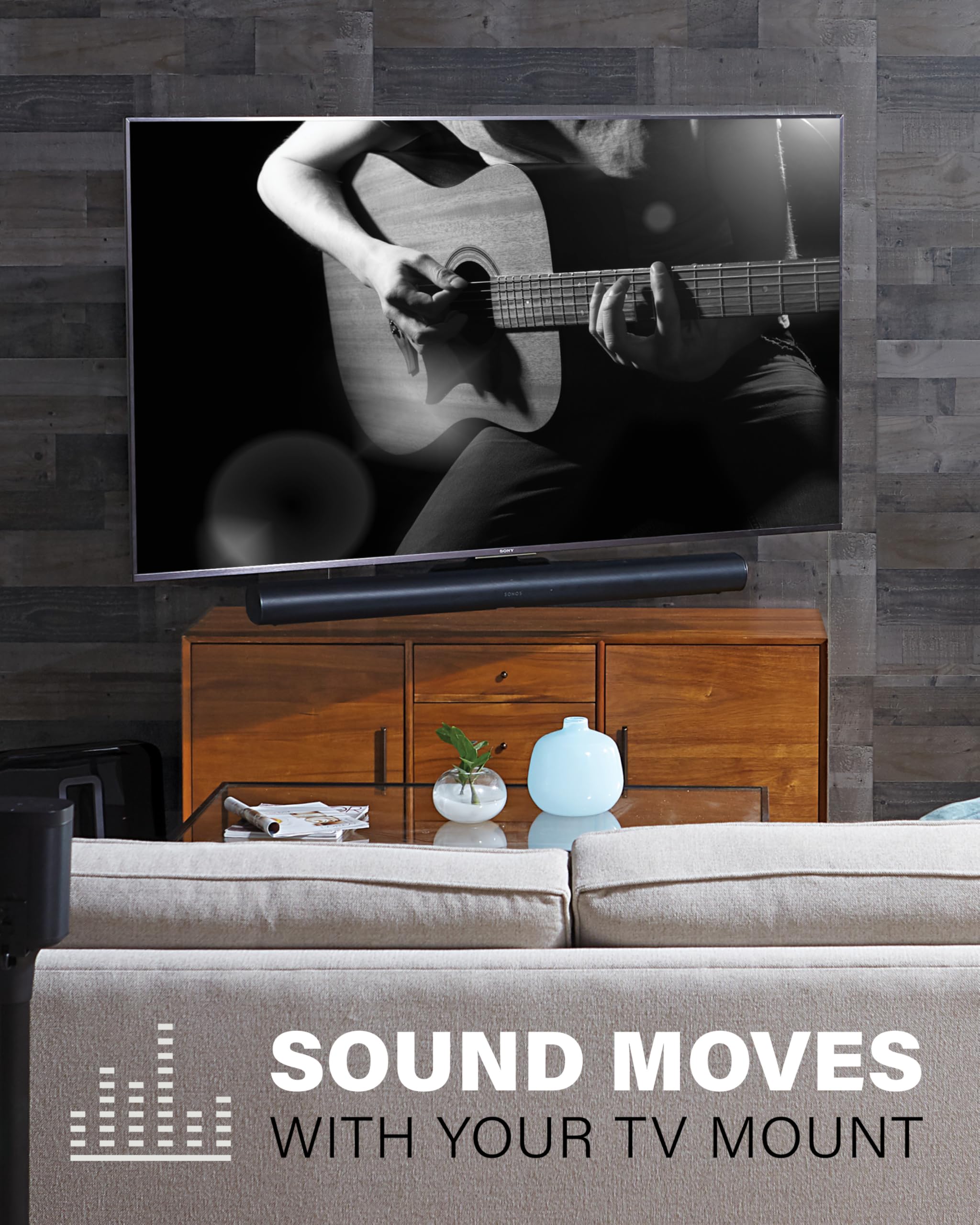SANUS Soundbar TV Mount for Sonos Arc & Sonos Arc Ultra Soundbar – Depth Adjustable for Dolby Atmos – Universal Mount for TVs 50” to 90”