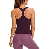 CRZ YOGA Butterluxe Workout Racerback Tank Tops for Women - Padded Athletic Spandex Yoga Shirts with Built in Bra